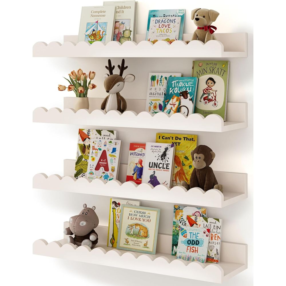 Baby Nursery Floating Shelves - 4er-Pack Weiße Schwebende Regale, Wandregale für