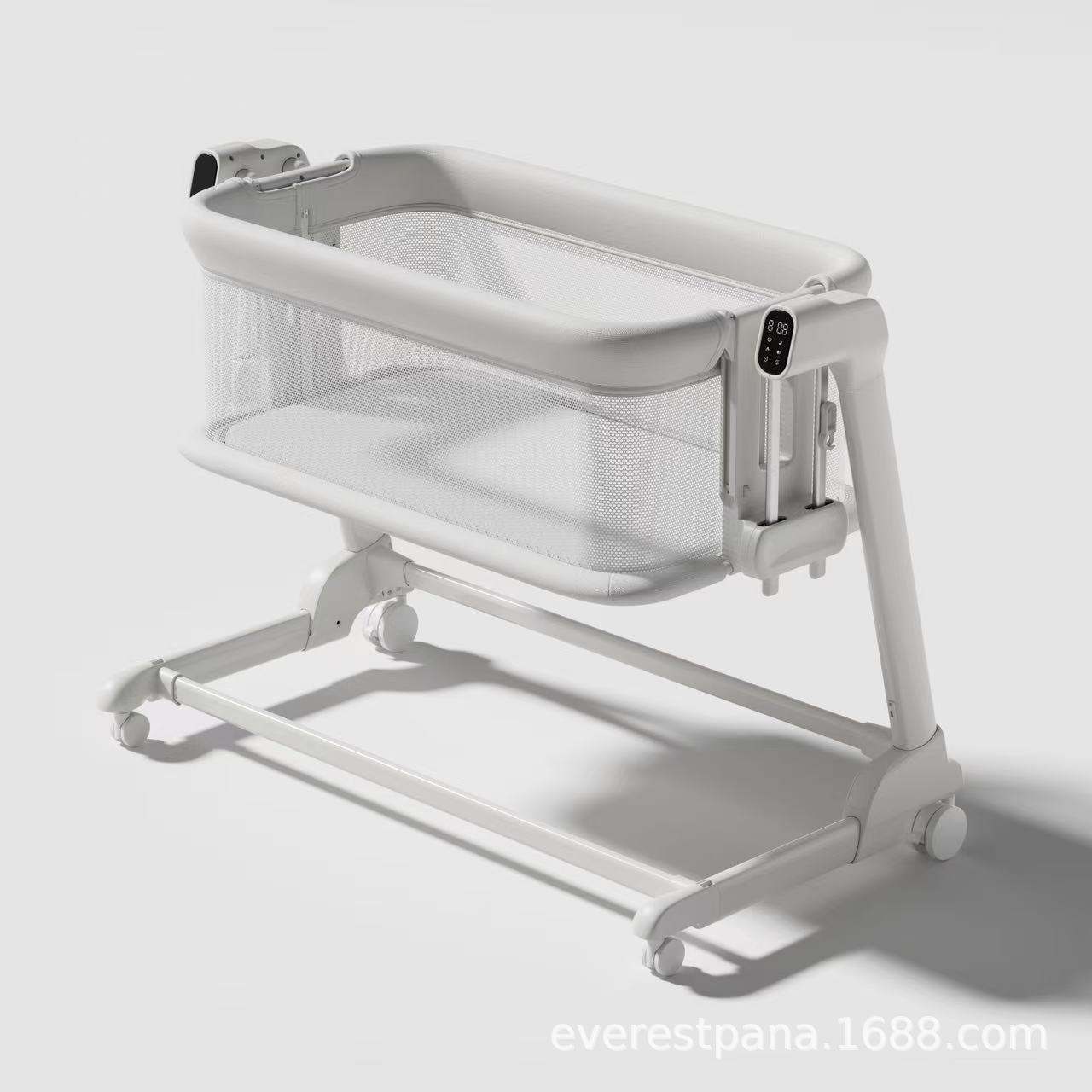 Baby Nursery With Queen Bed - Elektrisches Babybett, Bewegliches Multifunktionales Tragbares Neugeborenen-Schlafbett,