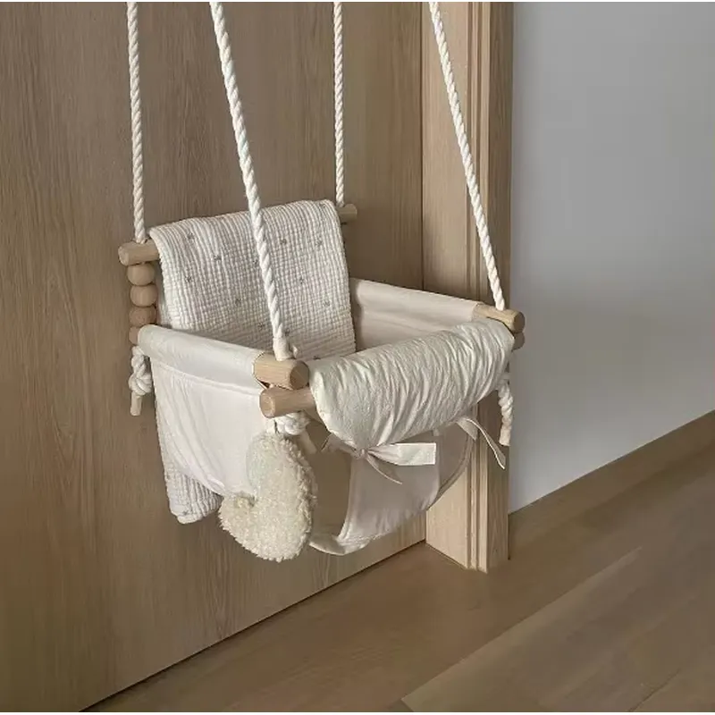 Baby Nursery Rocking Chair - Neuer Hängender Holzschaukelstuhl für Neugeborene, Komfortabler