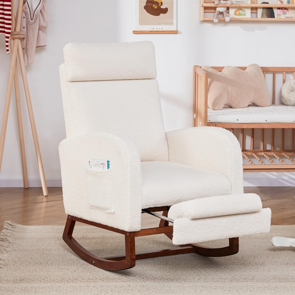 Baby Nursery Rocking Chair - Schaukelstuhl, Kinderzimmerstuhl mit hoher Rückenlehne, Glider-Schaukelstuhl,