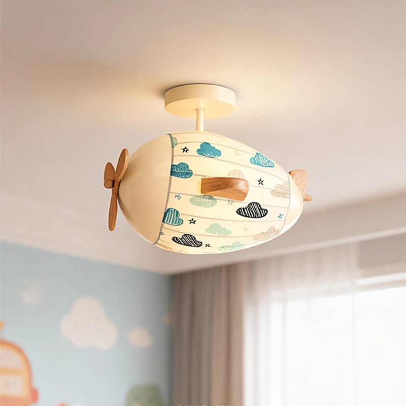 Baby Nursery Ceiling Light - Kinderzimmer Flugzeug Deckenleuchte Stoff Hubschrauber Lampe