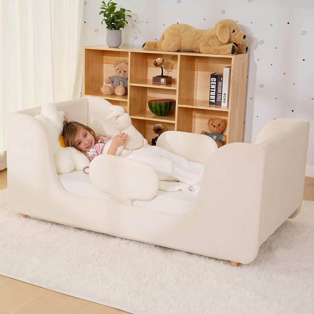 Bed Rail Toddler - Kleinkind-Bett - Bodenbett mit Abnehmbaren Schutzgittern,