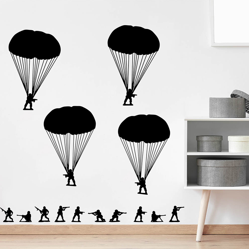Baby Nursery Artwork - Armee Männer Soldaten Fallschirmjäger Wand Aufkleber
