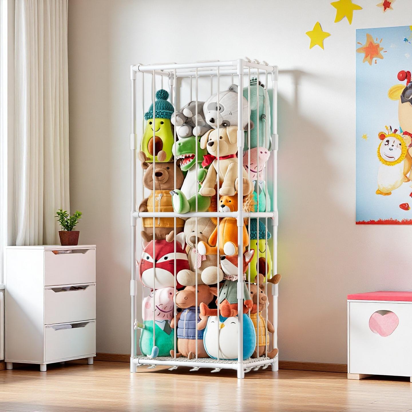 Baby Nursery Frames - Vertikaler Stofftier-Aufbewahrungsorganizer im Zoo-Design, Plüschtier-Präsentationsständer, platzsparender