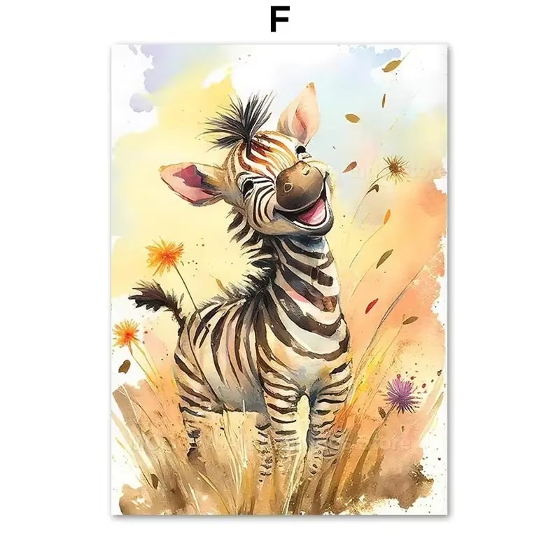 Baby Nursery Artwork - Aquarell Löwe Giraffe Tiger Elefant Zebra