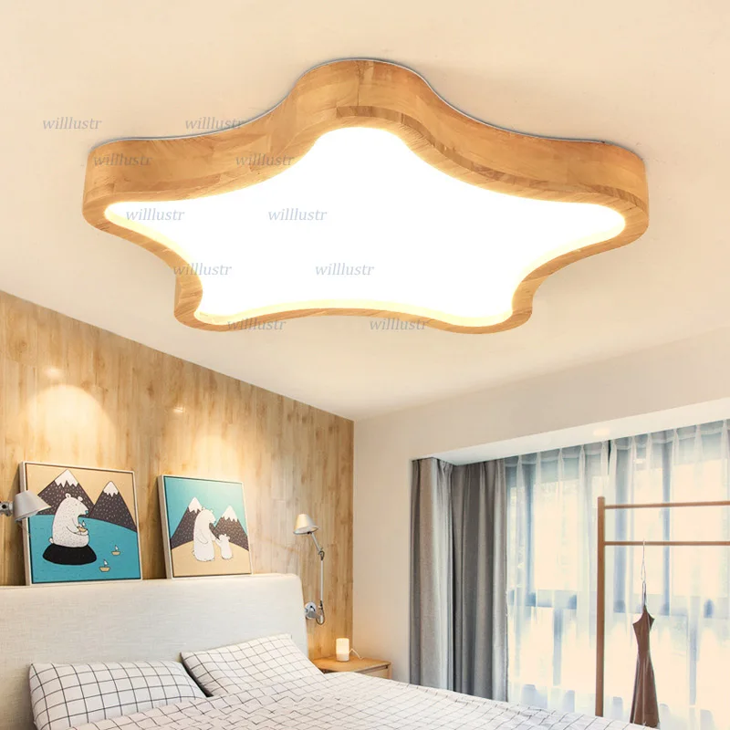 Baby Nursery Ceiling Light - Moderne LED-Deckenleuchte, minimalistisches Holzlicht, Hotel, Restaurant,