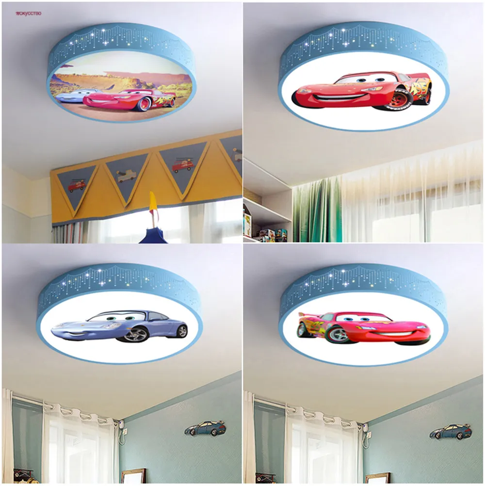 Baby Nursery Ceiling Light - 2025, Cartoon-Auto, runde LED-Deckenleuchte, austauschbare Fernbedienung,