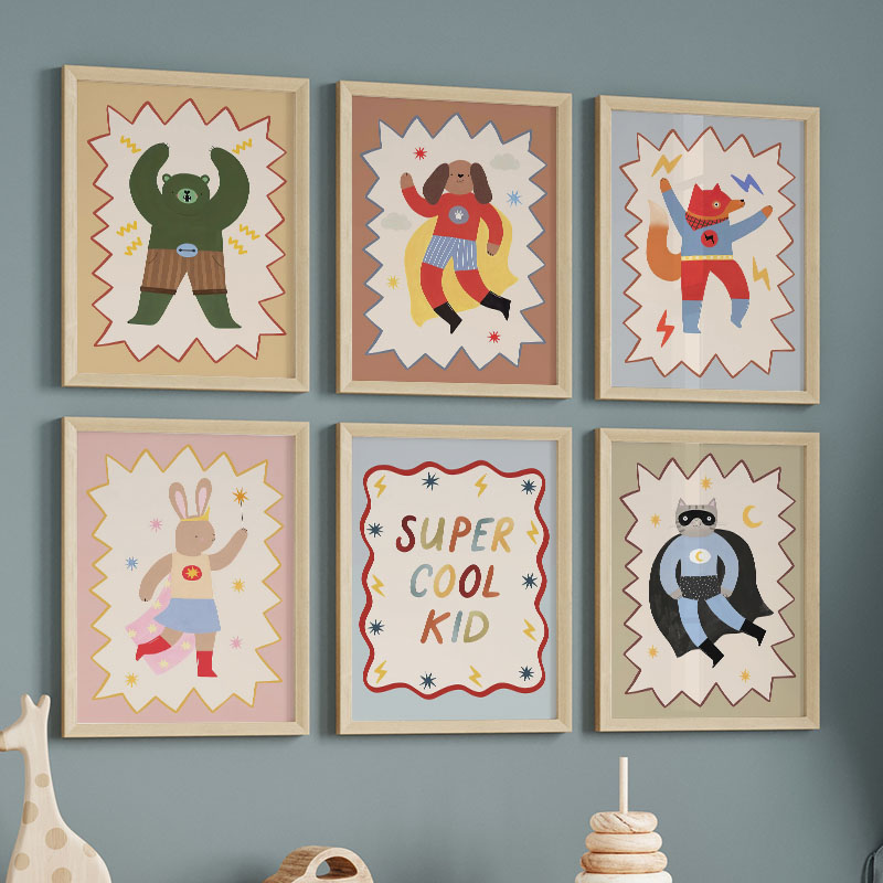 Baby Nursery Artwork - Lustige Cartoon-Wandkunst für Kinderzimmer, Leinwandgemälde mit