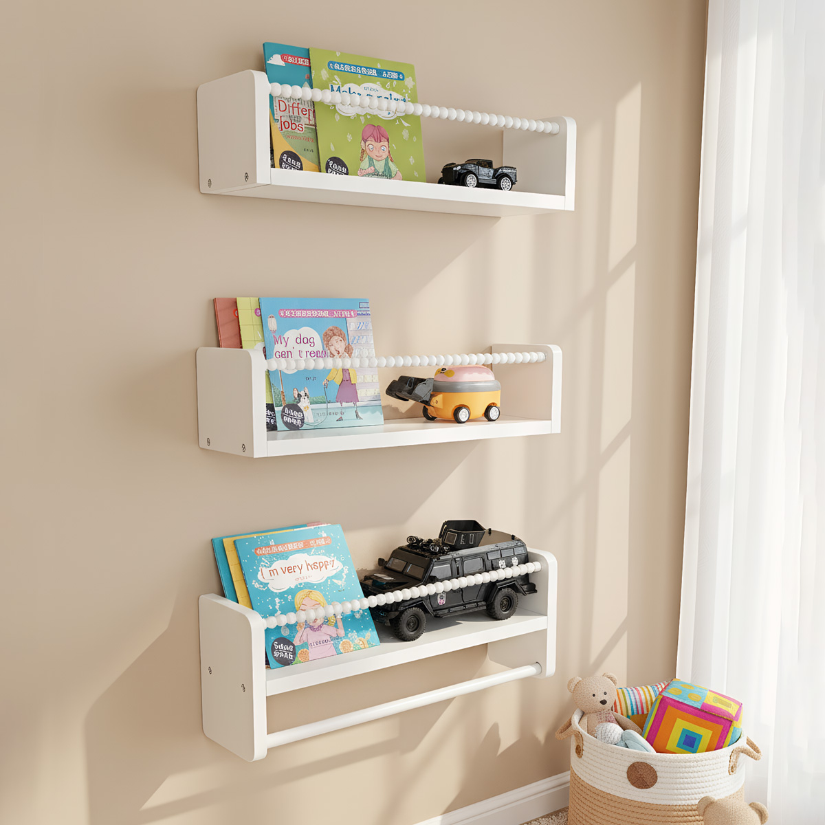 Baby Nursery Floating Shelves - Kinderzimmer-Bücherregale aus Holz, 15,7 Zoll schwimmende