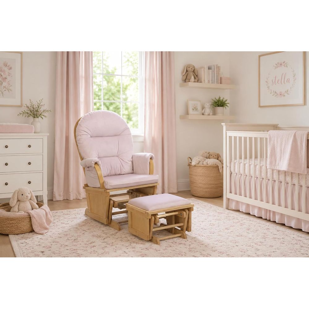 Baby Nursery Rocking Chair - Madison Kinderzimmer-Schaukelstuhl mit Fußhocker, Holz-Gleitsessel oder
