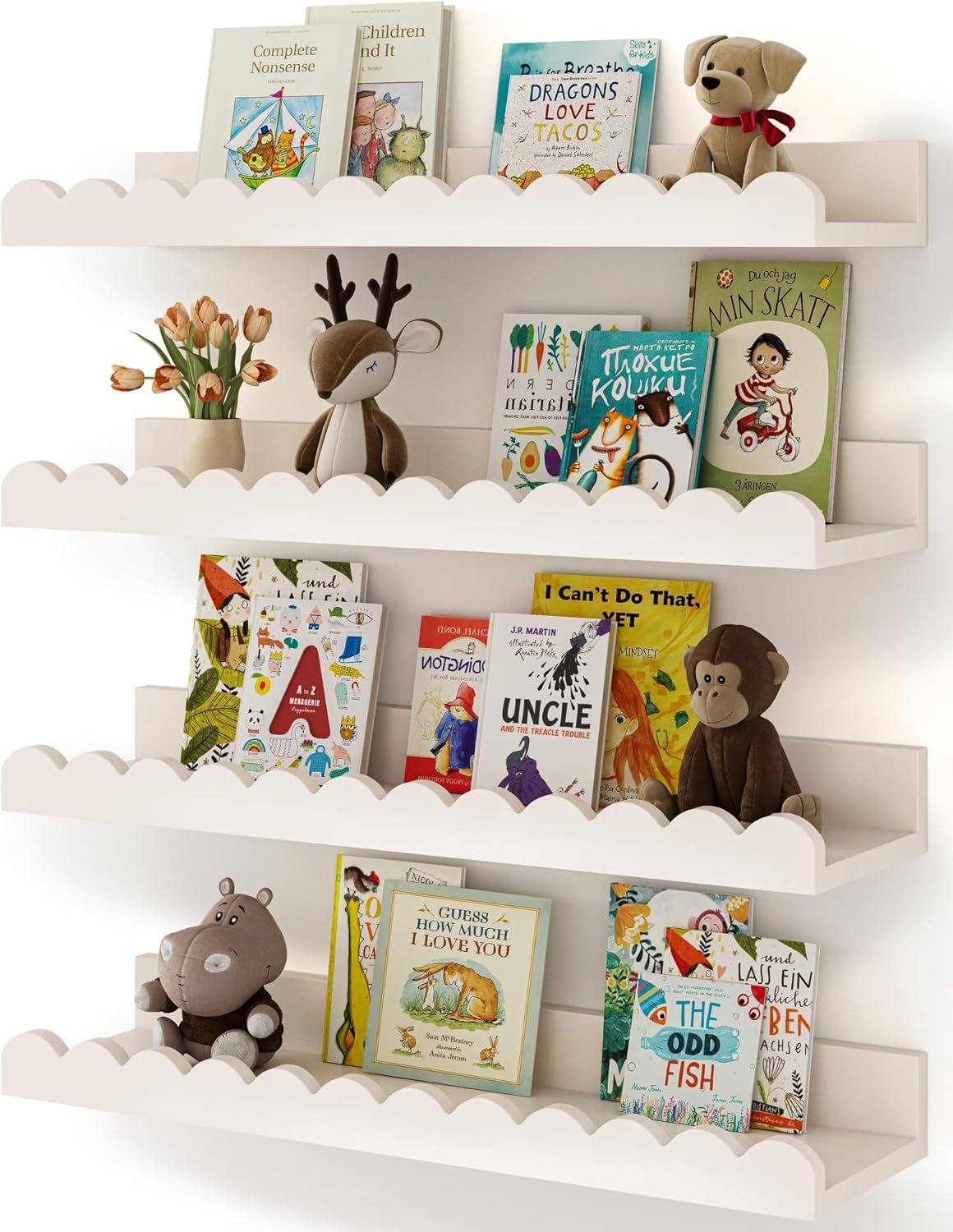 Set aus 4 weißen, gewellten, s – Baby Nursery Floating Shelves Bewertung und Preis