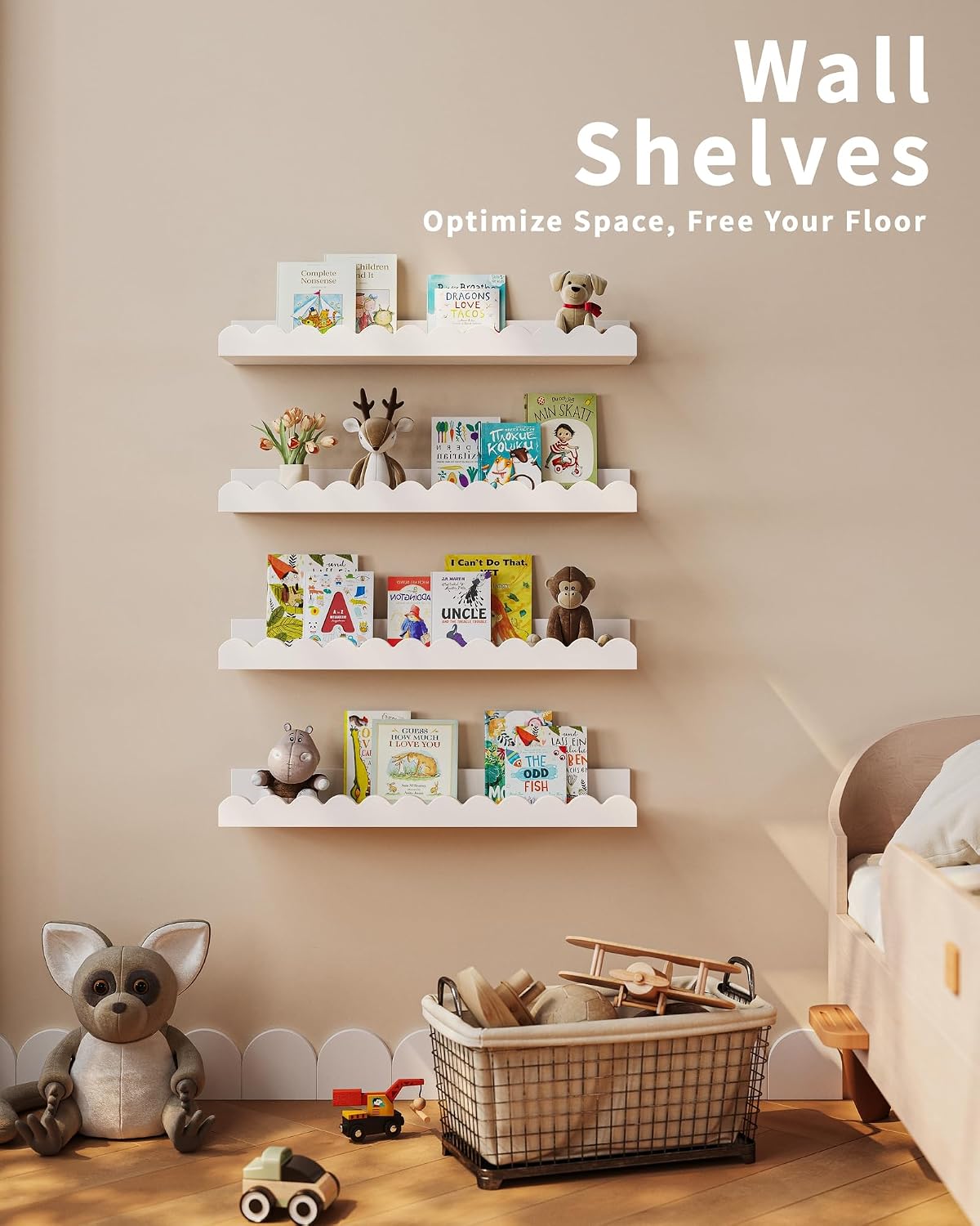 Set aus 4 weißen, gewellten, s – Baby Nursery Floating Shelves Bewertung und Preis