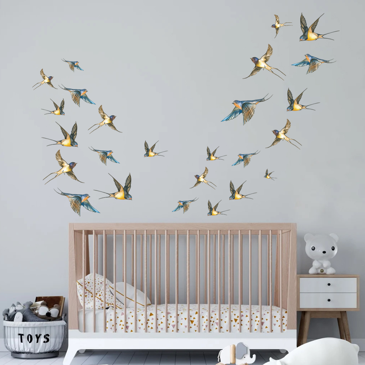 4pcs Aquarell mehrfarbige Voge – Baby Nursery Wall Decals Bewertung und Preis