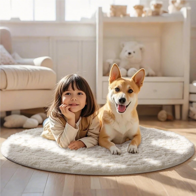 Runder cremeweißer Teppich, we – Baby Nursery Mat Bewertung und Preis