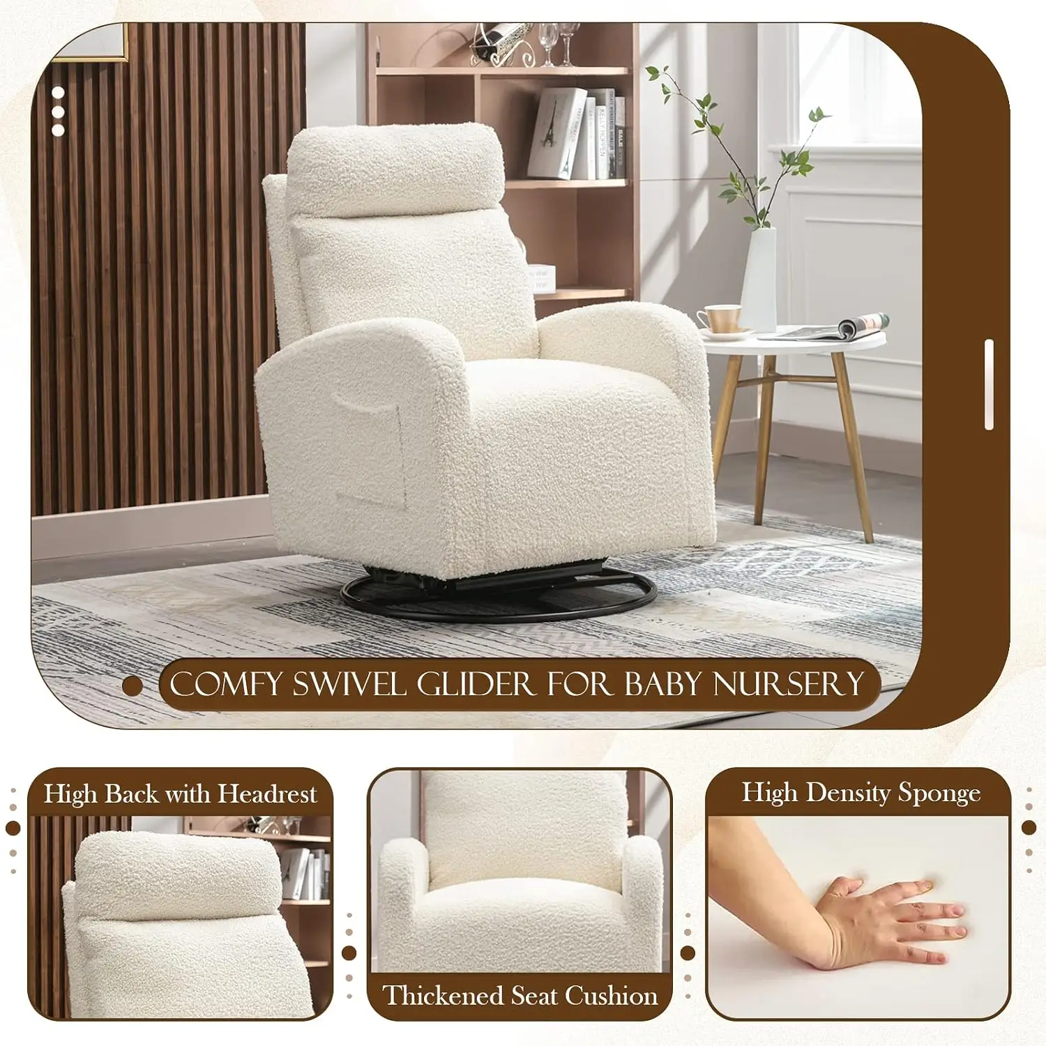 Moderner Drehbarer Glider-Sess – Baby Nursery Rocking Chair Bewertung und Preis
