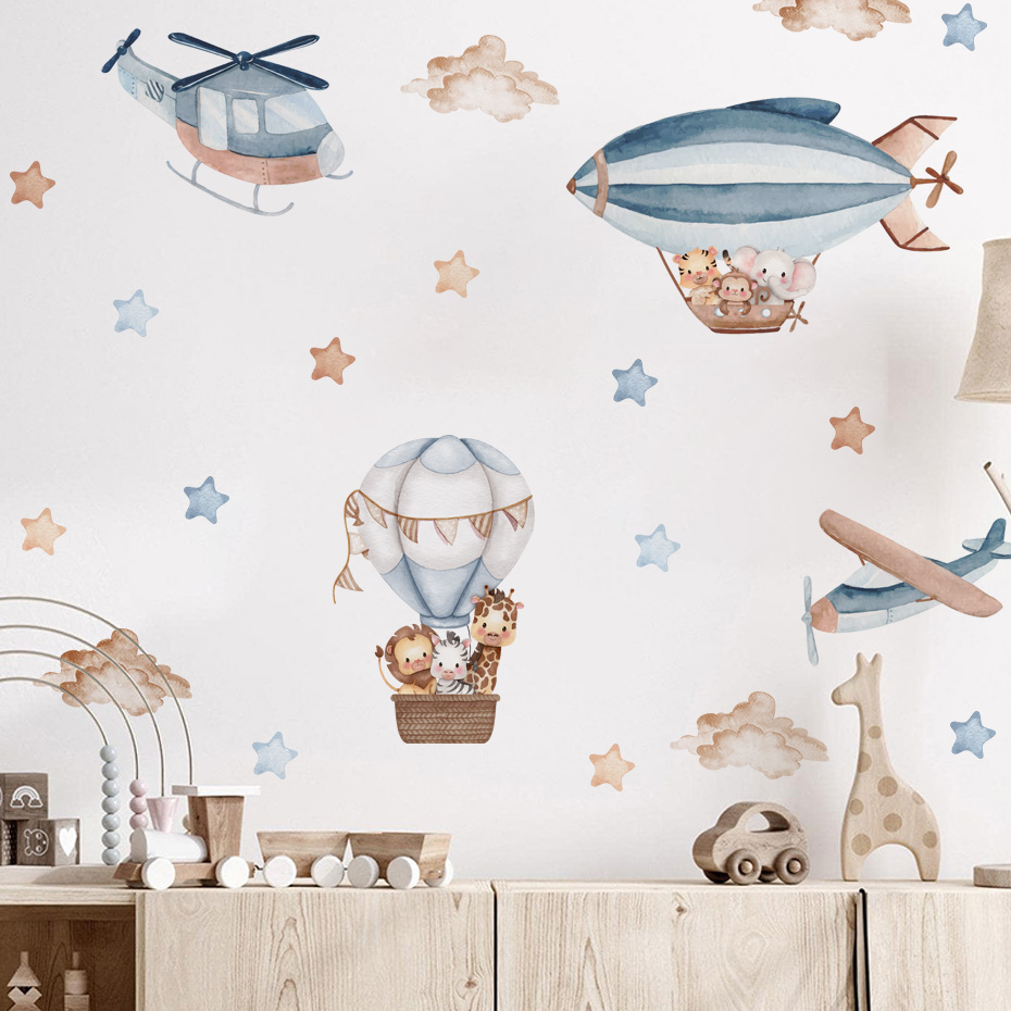 Aquarell Tiere Heißluftballon  – Baby Nursery Wall Decals Bewertung und Preis
