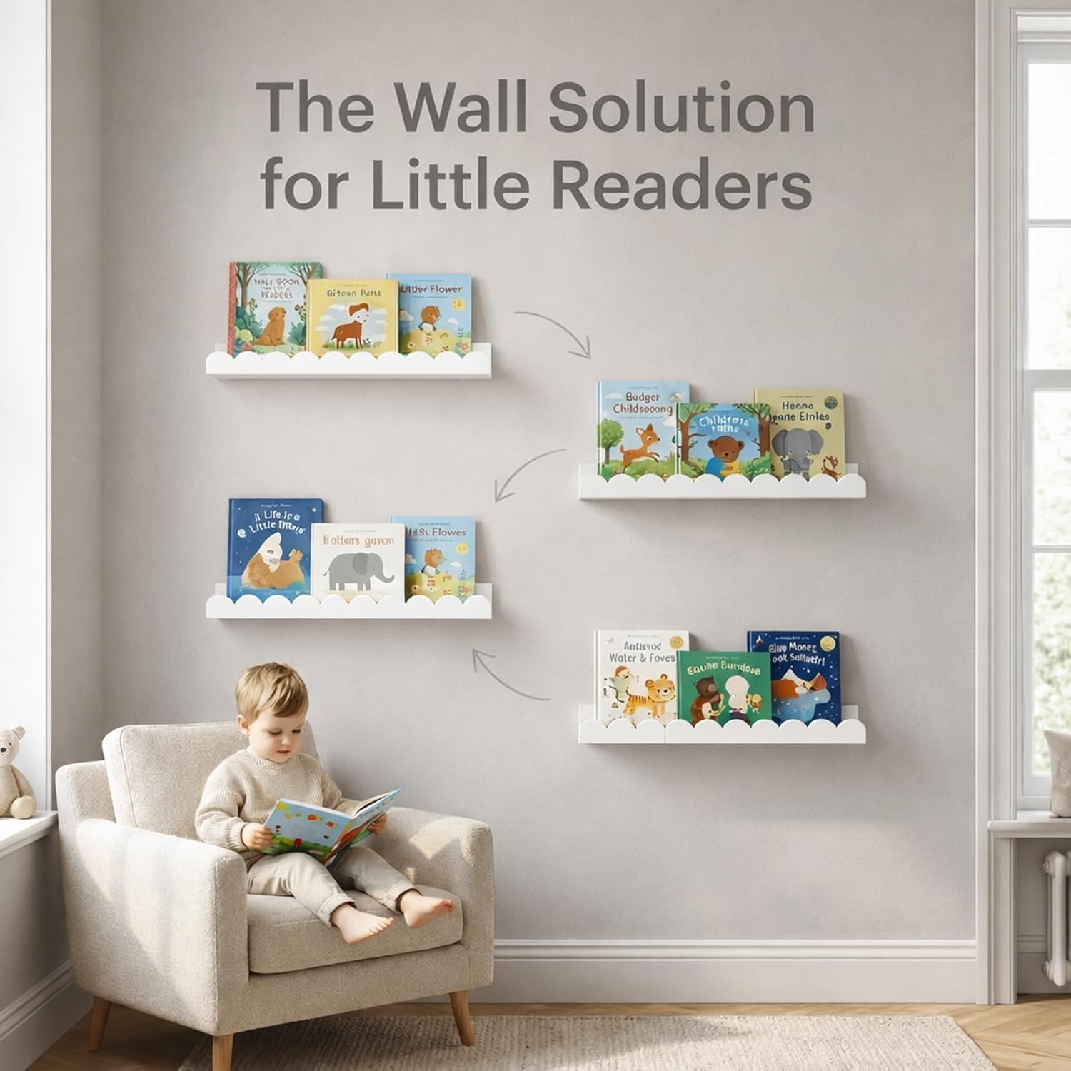 Set aus 4 weißen, gewellten, s – Baby Nursery Floating Shelves Bewertung und Preis