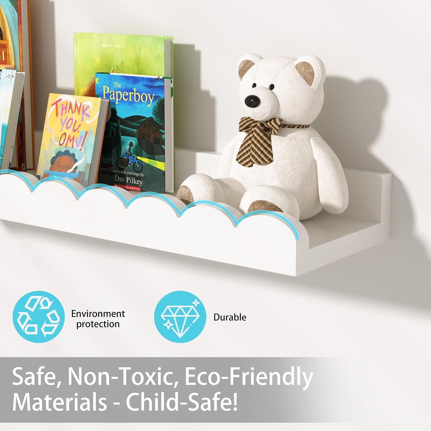 Set aus 4 weißen, gewellten, s – Baby Nursery Floating Shelves Bewertung und Preis