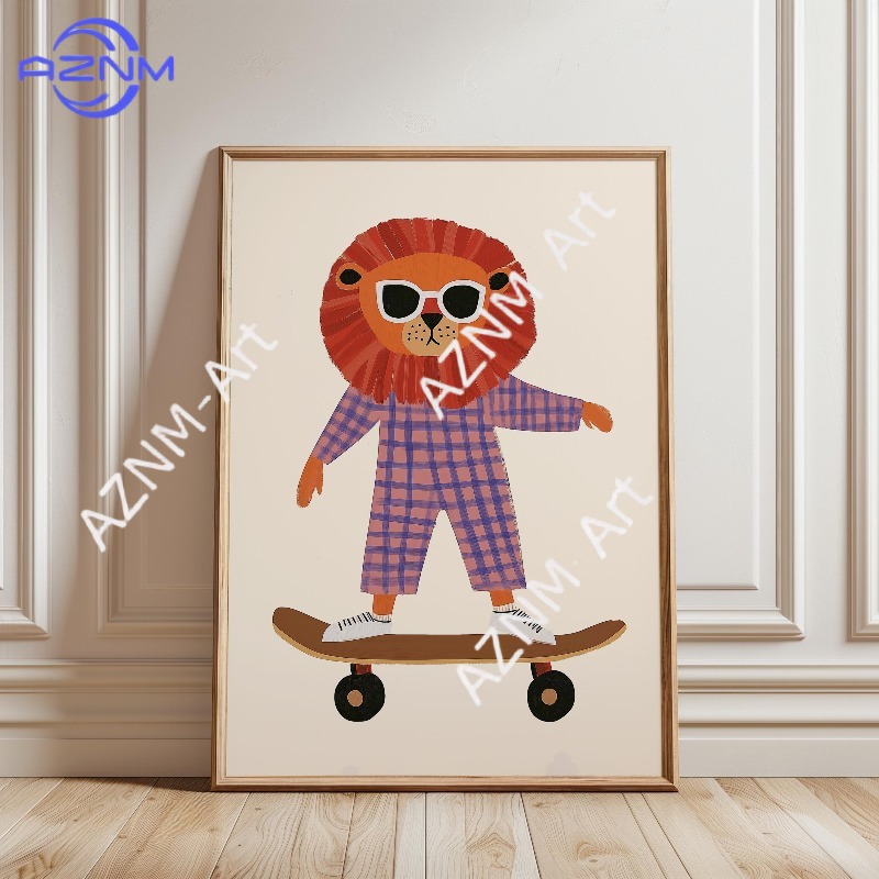 1 Stück Lustiges Tier-Skateboa – Baby Nursery Artwork Bewertung und Preis