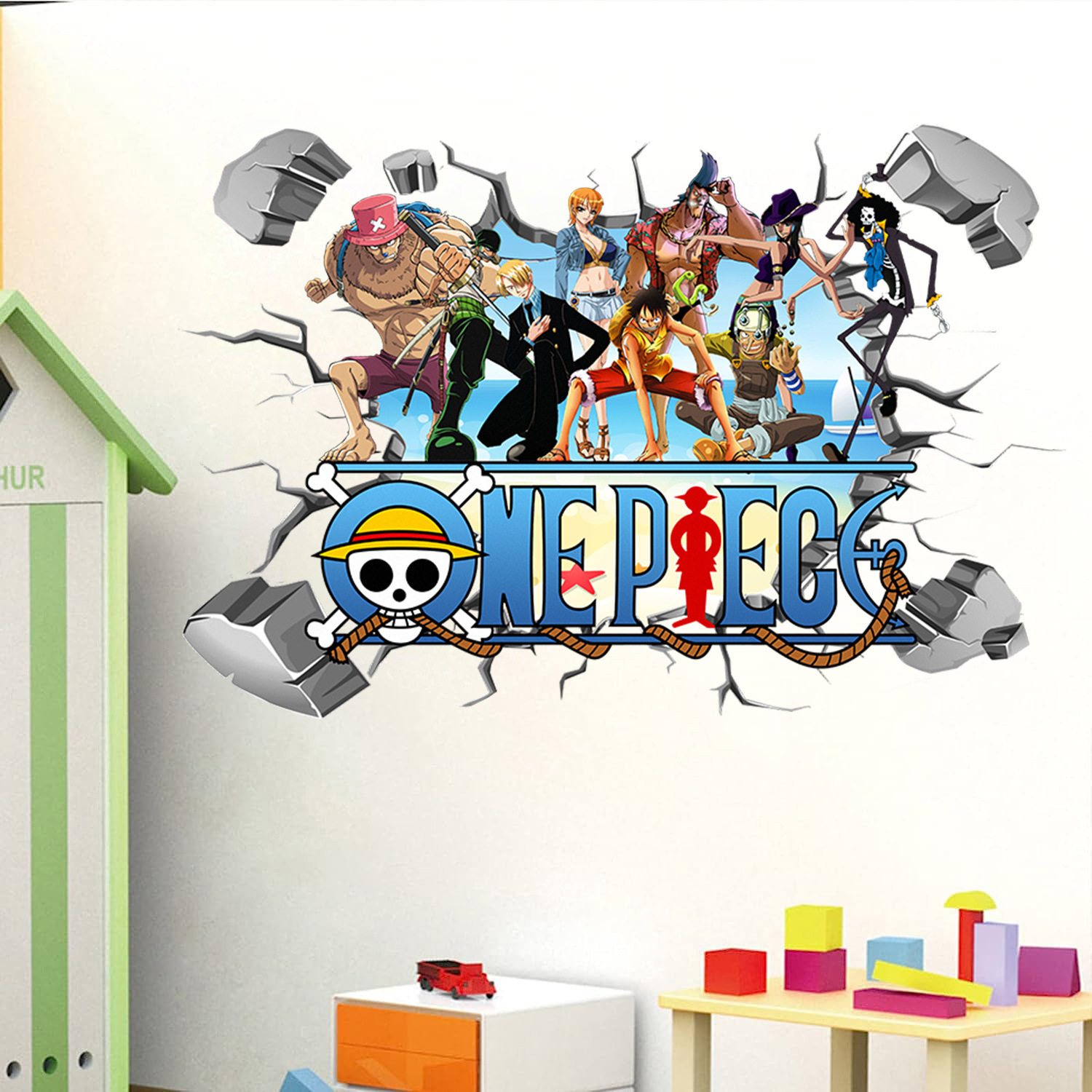 Cartoon One Piece Luffy 3D-Wan – Baby Nursery Wall Decals Bewertung und Preis