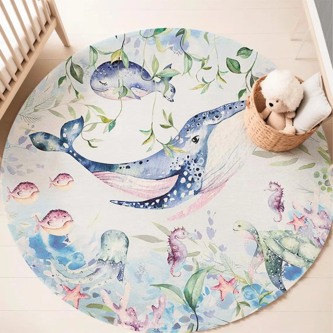 Blauer runder Teppich mit Meer – Baby Nursery Mat Bewertung und Preis